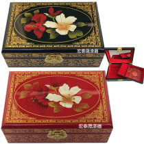 Gold silk edge painted jewelry box Pingyao lacquerware jewelry box costume TV movie props