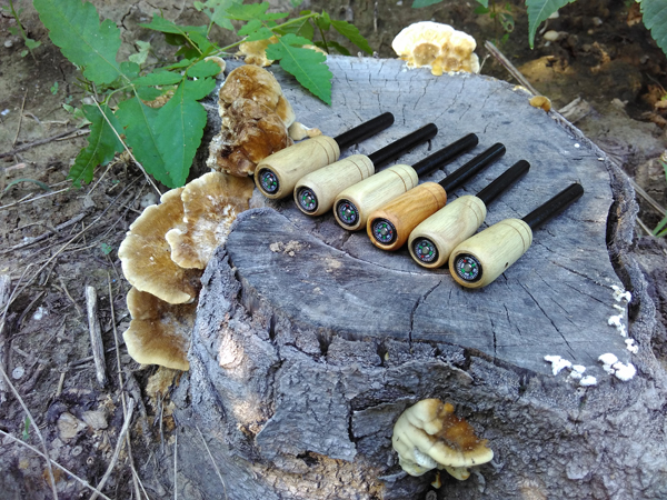 bushcraft 木柄打火棒 镁棒打火石 尾端含指南针有皮绳 手工制作_7折