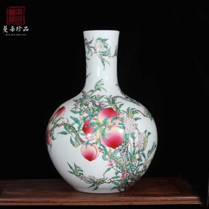 Jingdezhen pure hand - made copy qianlong nine celestial peach vase 33-76 - cm high imitation the qing xiantao hand - made of vases