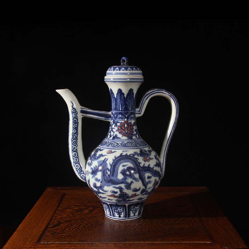 Jingdezhen blue and white high hip hand - made daming jintong blue - and - white porcelain hip flask ewer archaize hip flask