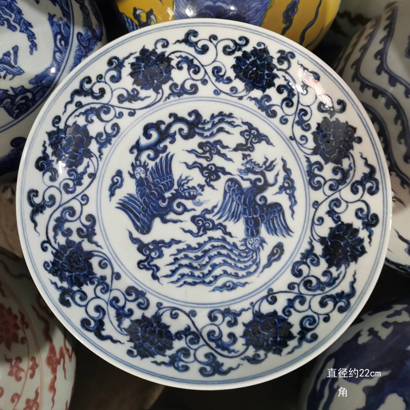 中国古美術✦大明宣徳紋 鏤空 青花 龍鳳呈祥紋 方形 茶盤✦置物・文房具・陶芸 中国古美術✦大明宣徳紋 鏤空 青花 龍鳳呈祥紋 方形 茶盤✦置物