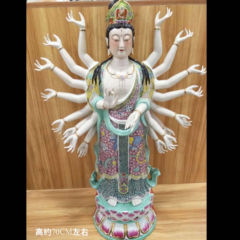 Jingdezhen hand - made famille rose porcelain of guanyin stereoscopic porcelain like temple of guanyin temple furnishing articles like 60