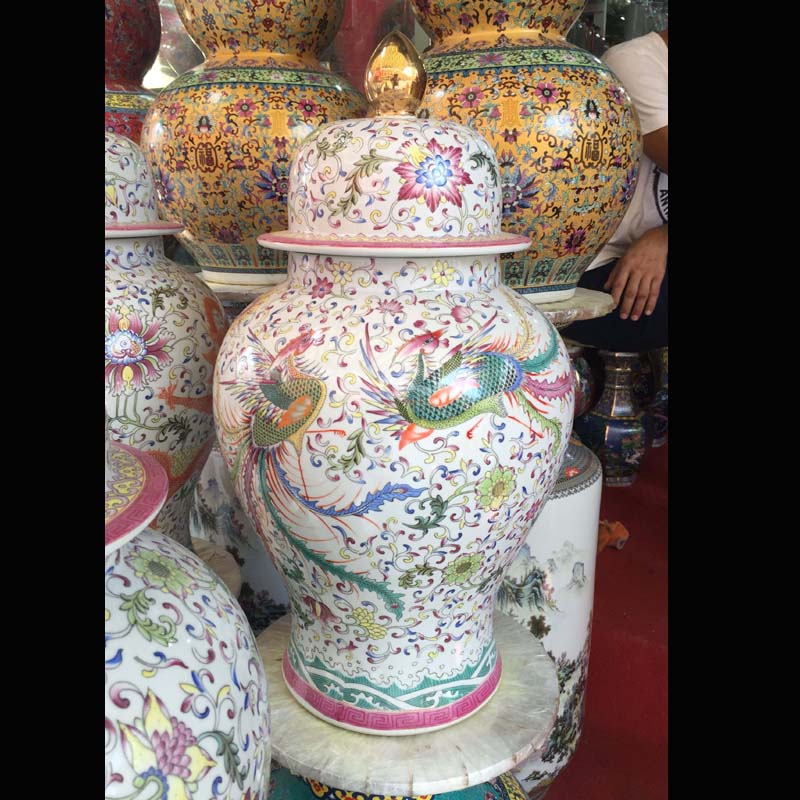 Jingdezhen general color dragon in extremely good fortune general pot 55 high blue and white longfeng grain color POTS that occupy the home