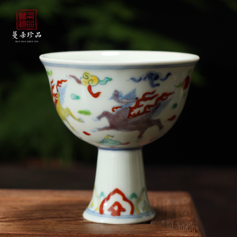 Archaize of jingdezhen porcelain tall tall people classic blue and white porcelain up porcelain cup chenghua cup seems as long as three years