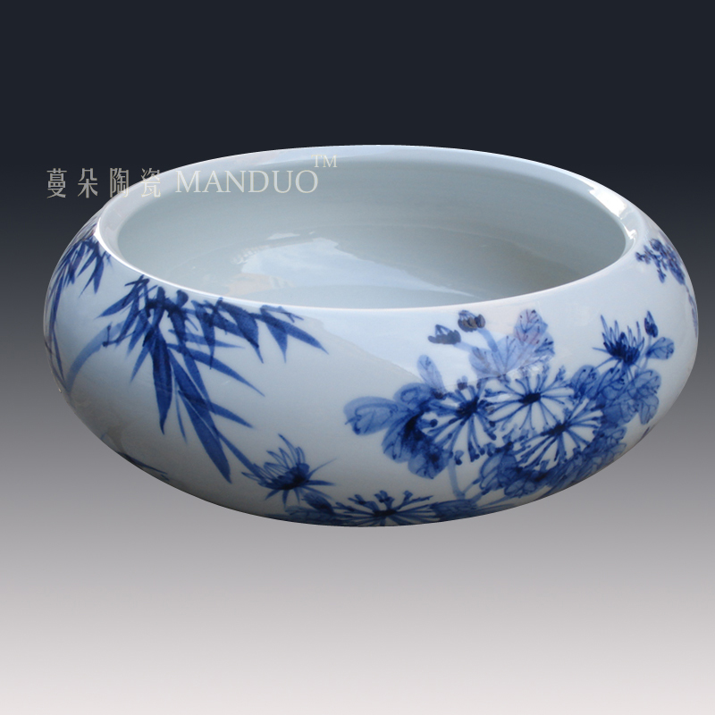 Blue sijunzi shallow fashion beautiful goldfish bowl of high - grade porcelain porcelain ceramic goldfish bowl