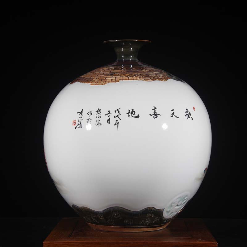 Jingdezhen hand - made works of tong qu tong qu Peng who porcelain Jingdezhen porcelain vase famous works