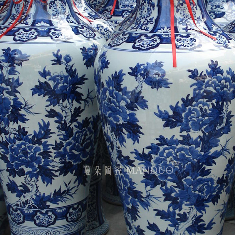 Fine ceramics jingdezhen blue and white peony hand - made vases of large vase vase from the opened hotel furnishing articles