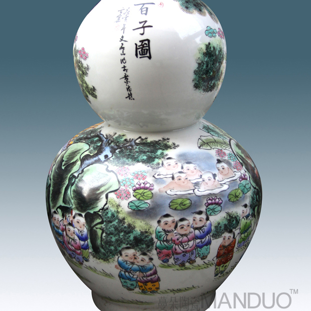 Jingdezhen hand - made enamel vase sitting room adornment that occupy the home furnishing articles high - grade figure vase vase hoist the ancient philosophers