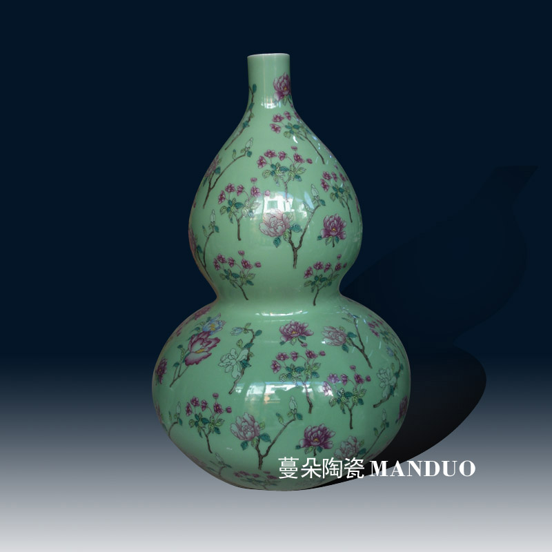 Celadon shadow green treasure gourd gourd vase porcelain vases fashion contracted porcelain bottle gourd shape