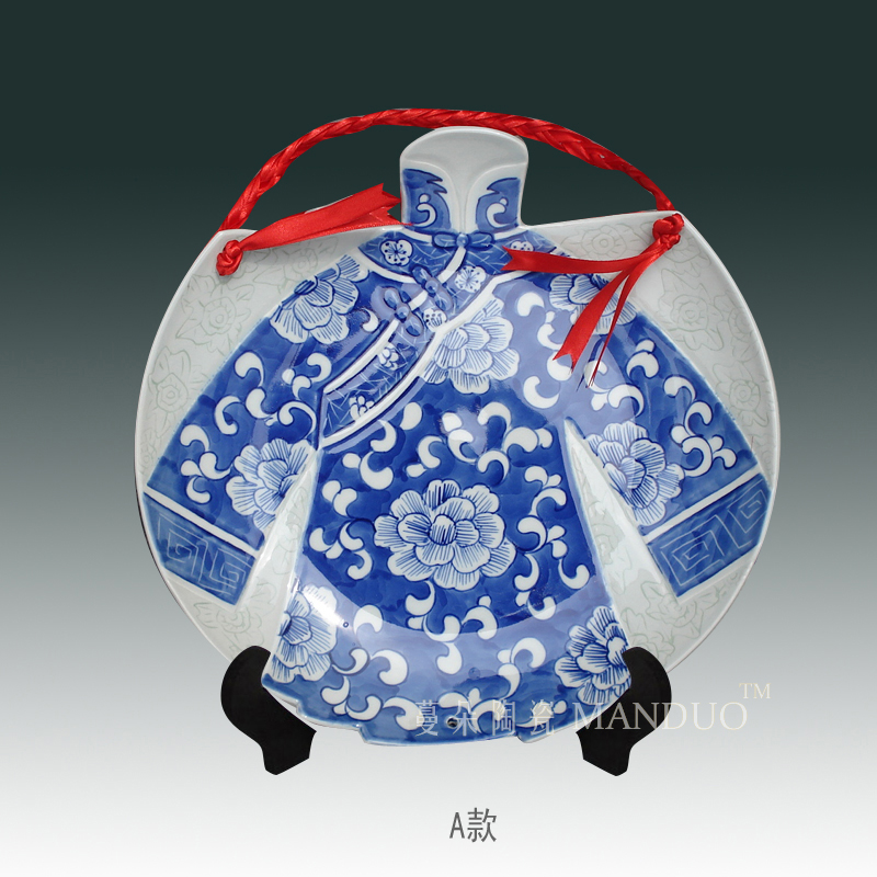 Jingdezhen blue and white cheongsam hand - made decorative porcelain its character decorative porcelain porcelain hanging blue and white, thanks