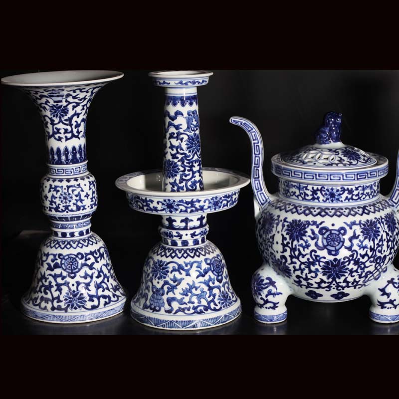 Jingdezhen five for five bound set branch lotus flower vase with candlestick censer porcelain for five sets with cover the present five for China