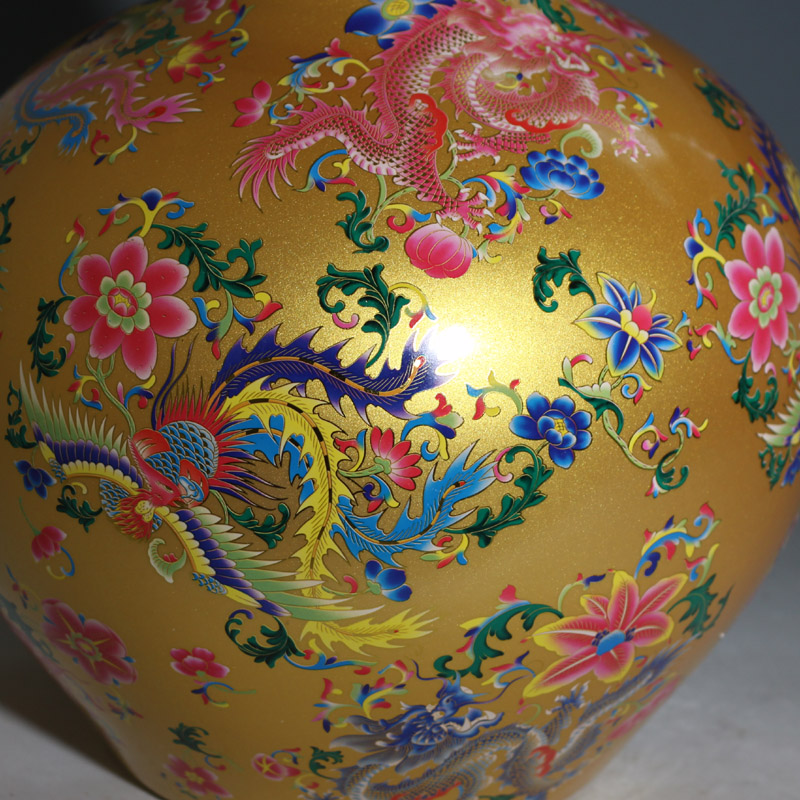 Yellow celestial longfeng porcelain vase jingdezhen porcelain in Yellow rich porcelain vase