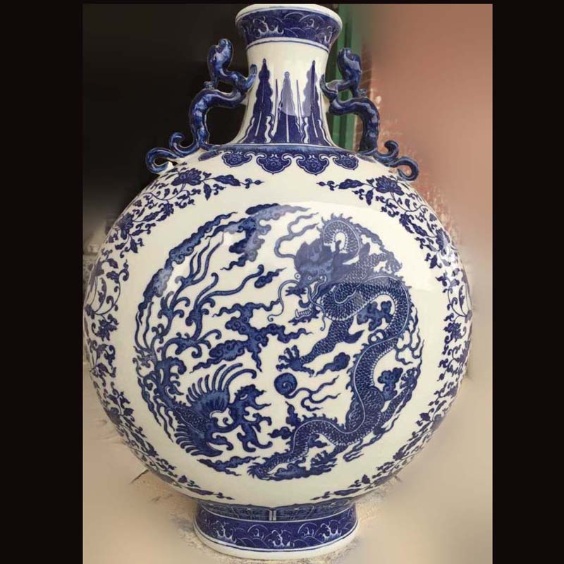 Jingdezhen guanyao dragon hand - made porcelain imitation flat bottles of archaize furniture furnishings porcelain rich ancient frame display