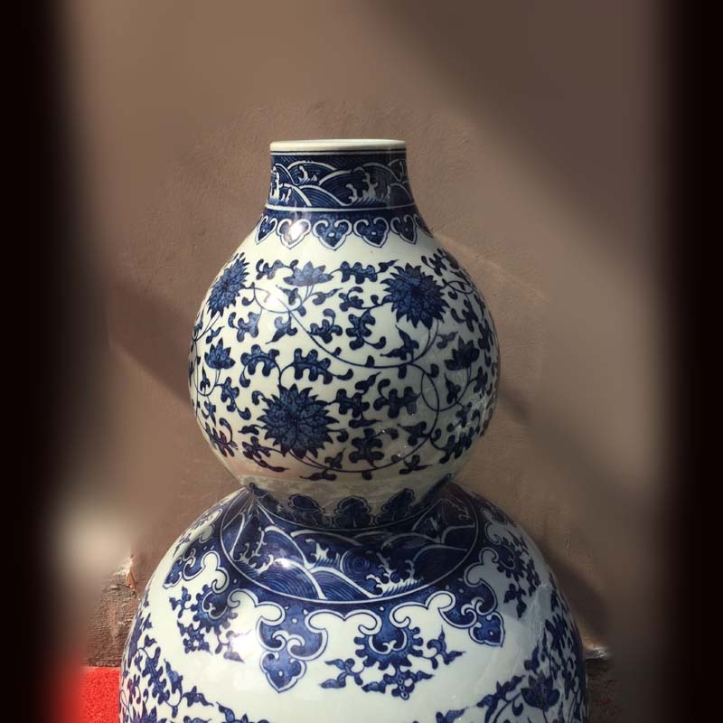 Jingdezhen mesa 55 cm to 60 cm high gourd vases hand - made porcelain lotus flower bottle gourd porcelain bottle