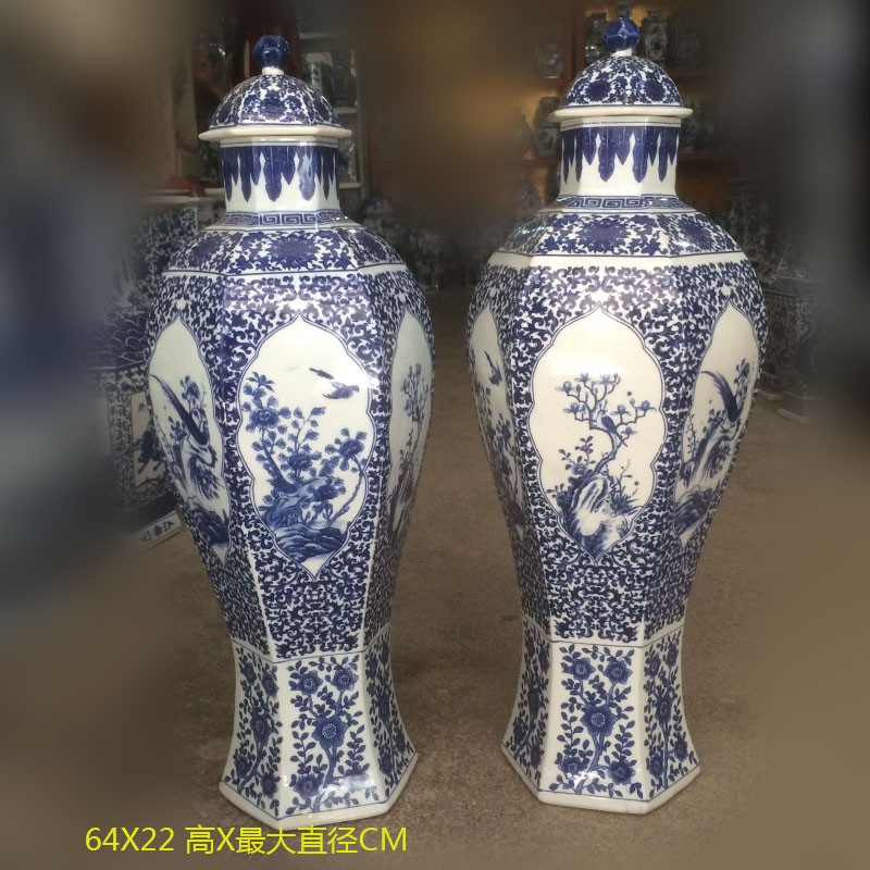 Jingdezhen 30 to 40 to 60 high general porcelain pot figure painting of flowers and gut general general tall canister