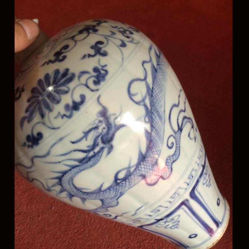 Jingdezhen hand - made of hand - made ceramic mei yuan blue and white dragon bottle 23 cm ab lines cover three claw dragon porcelain pot