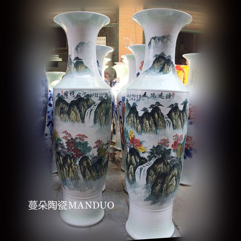 Jingdezhen hand - made scenery color landscape sitting room color vase hotel welcome at the gate of the vase