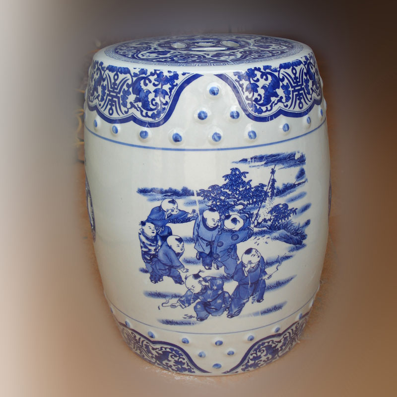 Blue and white dragon art porcelain who classical classical fashion cultural ceramic who tong qu ceramic stools