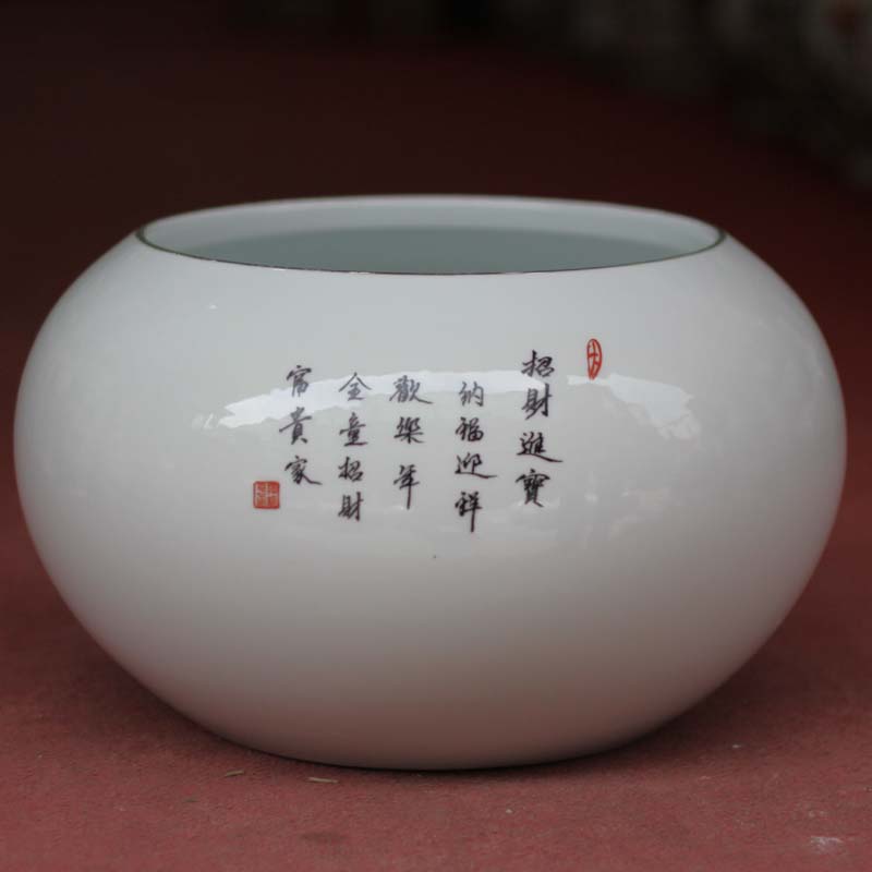 Jingdezhen color tong qu mesa of goldfish goldfish turtle China shallow basin round ball China porcelain