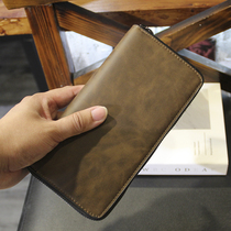 2022 mens wallet retro long money clip large capacity phone bag multifunction card handbag hand grip armpits bag