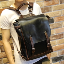 Mens bag Campus leisure backpack Mens Korean version of the trend leather backpack Mens fashion student school bag travel bag