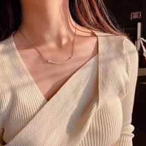 Net red smile titanium steel necklace Female tide ins clavicle chain Simple Korean version personality pendant wild cold wind necklace