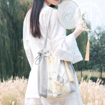 Idle Original Vegetarian Stealth Ancient Wind Ink Light Color Printed Winter Fall Men And Womens Hand Single Shoulder Diagonal Satchel Bag Big