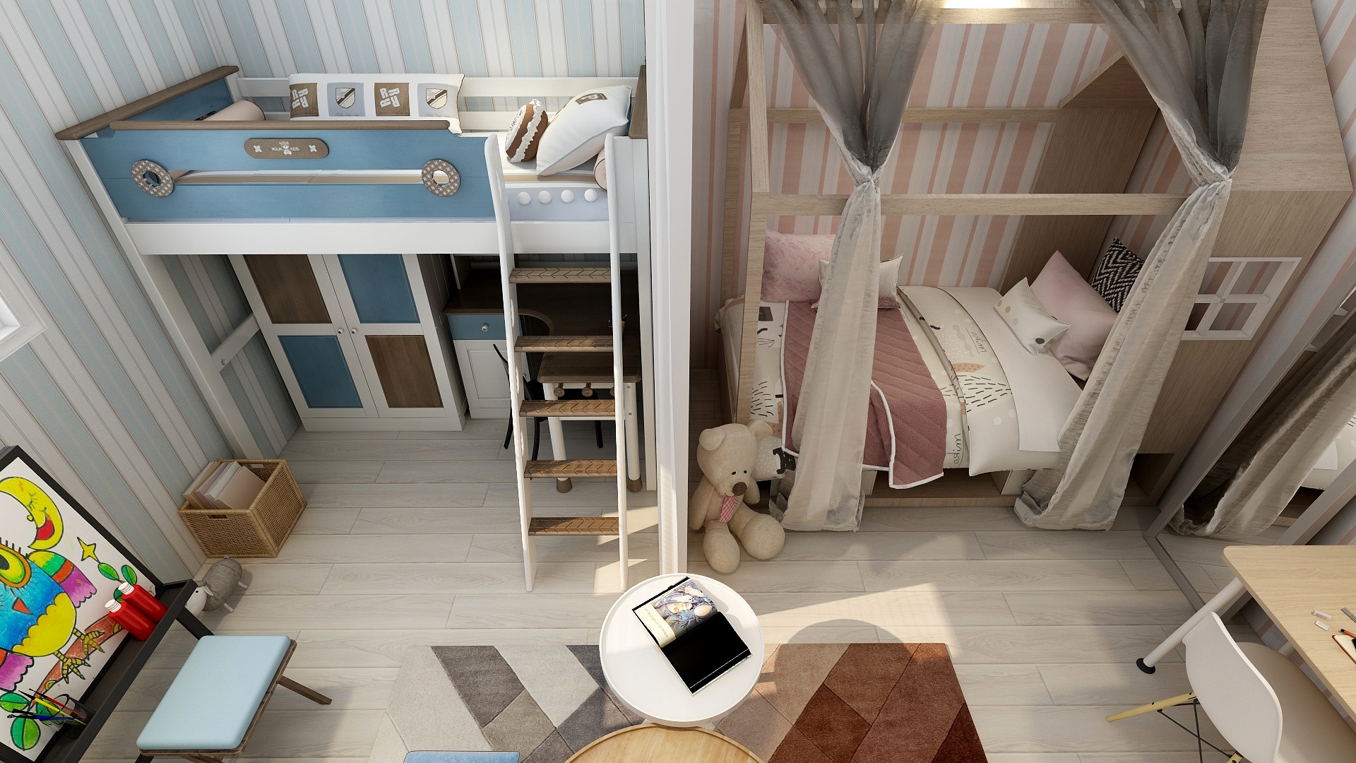 176㎡姐弟儿童房打造游戏天地