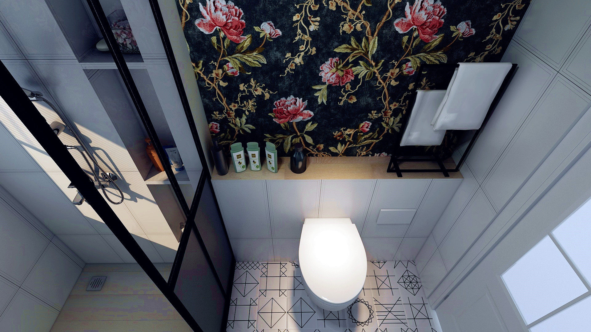 5㎡卫生间贴壁纸?一面花墙太好看!