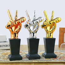 Resin Trophy Custom Notes Music Trophy Host Golden Microphone Trophy Singing Competition Good Sound Trophy