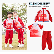 Elementary School Uniforms Spring Autumn Suit Teachers Zipped Shirts Short Sleeves Children Sports Suit China Kindergarten Garden Suit Summer