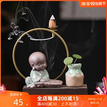 Creative tea pet little monk ornaments Zen fragrant way back fragrant purple sand cute handmade tea ceremony tea table accessories tea play