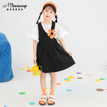 Japanese style cute three-dimensional tie flower girls suspender skirt new summer foreign style sweet high waist A-line dress