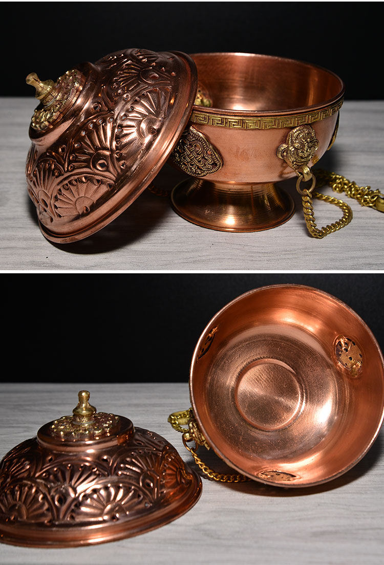 挂式香炉道具中式铜吊香炉礼佛八吉祥佛具用品烟供炉供佛吊式香薰