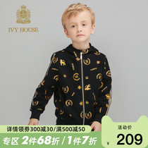 IVY HOUSE Ivy childrens clothing boys spring and autumn new gold full printing modern urban knitted jacket fashion