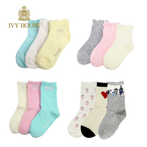 IVY HOUSE Ivy childrens clothing girls knitted plain little flower socks childrens spring and autumn socks cute