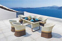 Outdoor rattan chic table and chairs kit creative casual rattan chairs tea table seven pieces combined patio balcony rattan furniture
