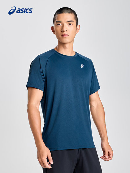 ASICS 남자 스포츠 티셔츠 라운드 목 반사 인쇄 패션 편안한 통기성 달리기 스포츠 짧은 슬리브 ASICS 남자 스포츠 티셔츠 라운드 목 반사 인쇄 패션 편안한 통기성 달리기 스포츠 짧은 슬리브