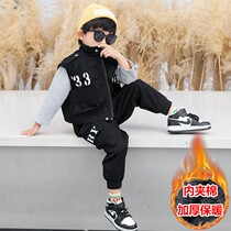 Children's clothing Boys's new autumn winter suit Children's Yanqi thickened armor Three-piece boy Korean version of net red tide suit