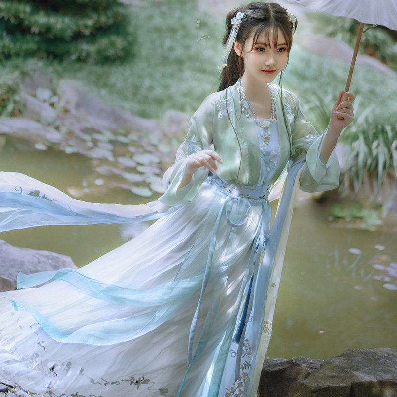 现货三十六雨惊鸿对襟齐腰襦裙汉服女飘逸仙气原创古风中国风套装