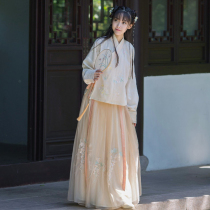 Spot Hanfu womens spring and Autumn thin student costume can be worn daily waist-length skirt Summer ancient style full set super fairy