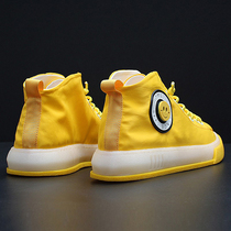 2022 new high-top canvas shoes a pedal trend board shoes breathable shoes mens trendy shoes all-match smile casual shoes