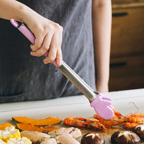 Tree stainless steel silicone barbecue clip kitchen cute food clip extended anti-scalding barbecue clip fried steak clip