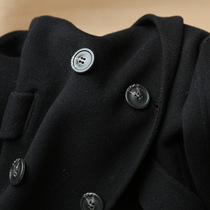 (Help factory clear) 5000 deadly temperament cashmere wool double breasted medium long black coat for women