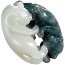 Qing Dynasty Hetian Jade beautiful jade double Huanpei Hetian jade necklace collection passage Hetian jade pendant