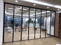 Suzhou Wuxi new narrow-sided kitchen living room partition titanium magnesium aluminum alloy hanging rail tempered glass folding door customization