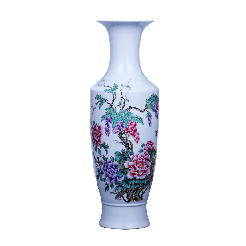 Jingdezhen ceramics powder enamel of large vase large blooming flowers guanyin bottle of I sitting room home furnishing articles