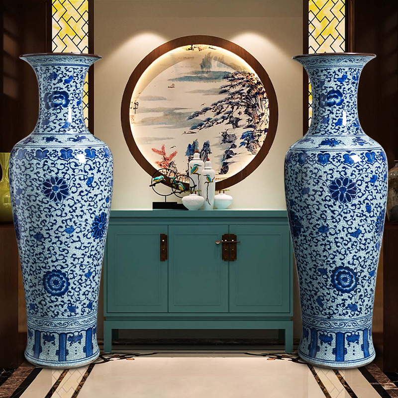 Large antique hand - made of blue and white porcelain vase furnishing articles Chinese jingdezhen ceramics to heavy Large sitting room ground decoration