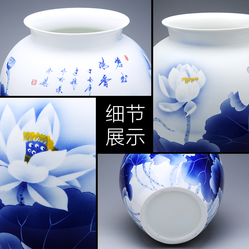 Blue and white porcelain vase hand - made porcelain of jingdezhen ceramics creative modern Chinese style household adornment flower arranging living room