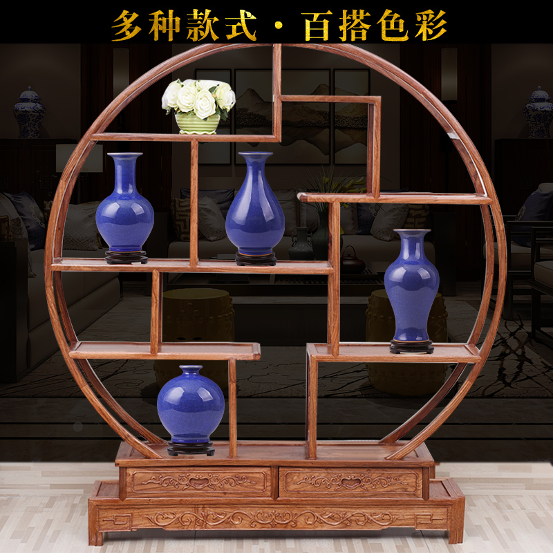 Jingdezhen ceramic vase furnishing articles flower arranging archaize crack household adornment blue porcelain Chinese style restoring ancient ways is the sitting room